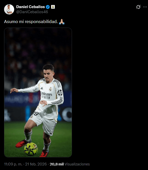 Ceballos entona el 'mea culpa': "Asumo mi responsabilidad"
