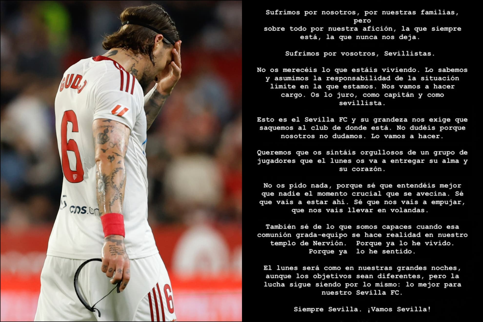 El mensaje de Gudelj como capitán al sevillismo: "No os merecéis lo que estáis viviendo"